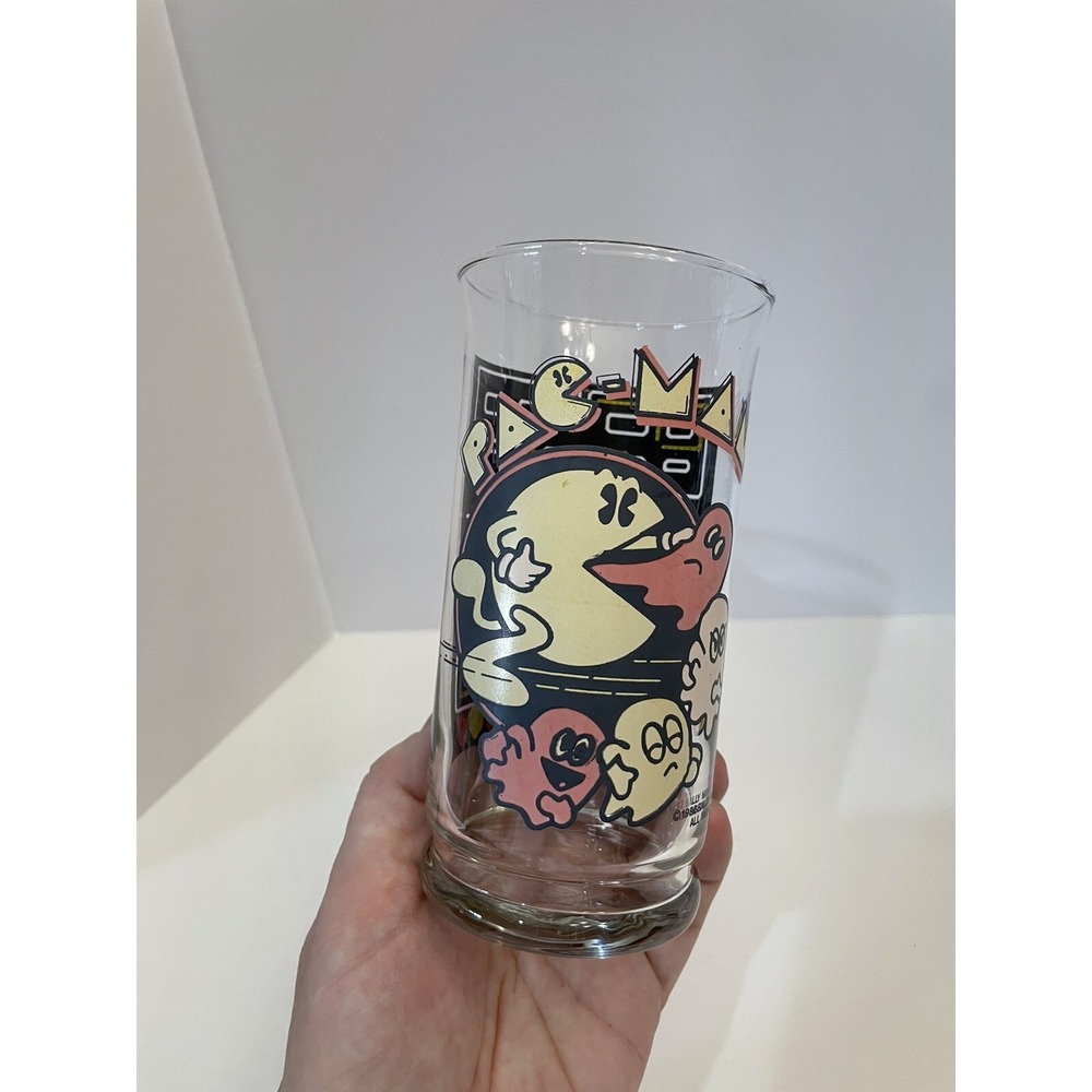 Vtg 1982 Bally Midway PAC-MAN Arcade Video‎ Game 5.4" Tall Drinking Glass RARE!
